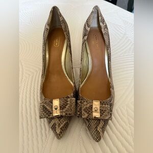 Coach Women's Snakeskin Heels with Gold Accents